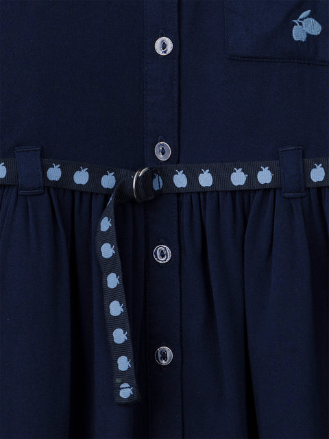 Navy Belted Shirt Dress