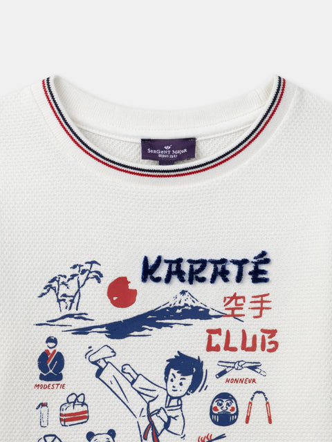 Karate Print White Cotton T-shirt