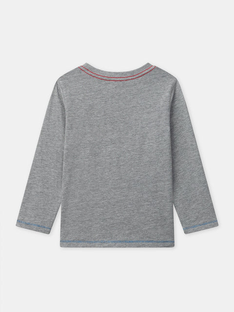 Grey Printed Cotton T-shirt
