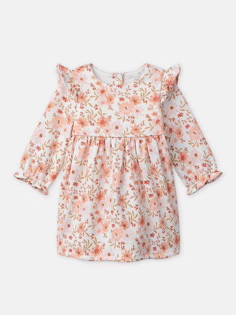 Newborn Printed Cotton Dress With Matching Leggings & Headband