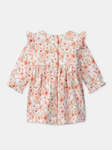 Newborn Printed Cotton Dress With Matching Leggings & Headband