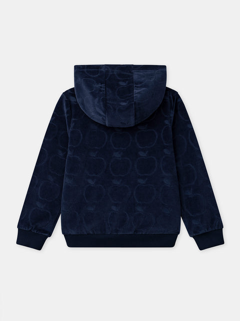 Lined Navy Velour Hoodie