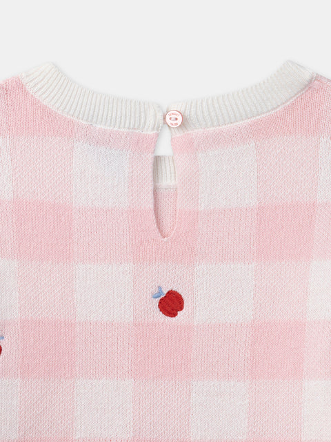 Pink Check Cotton Jumper