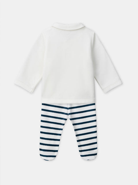 Cream Newborn 2 Piece Velour Outfit