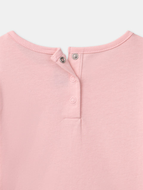 Pink Printed Cotton T-shirt