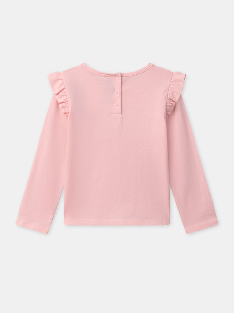 Pink Printed Cotton T-shirt