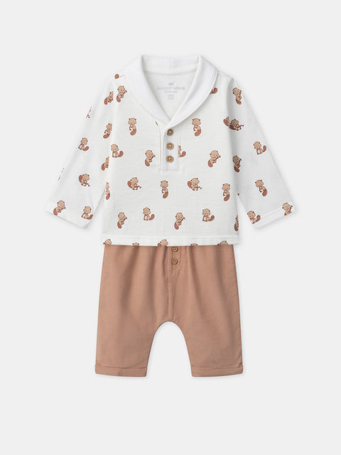Newborn Printed T-shirt & Matching Corduroy Trousers