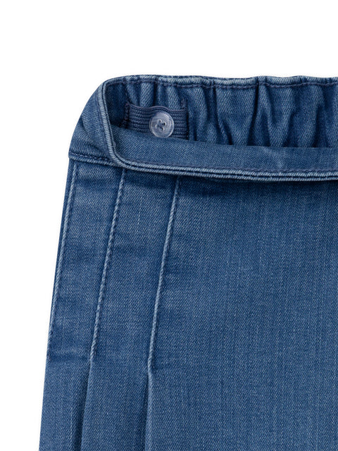 Pleated Denim Skort