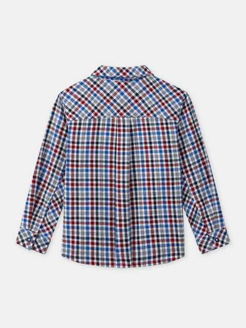 Navy & Red Check Cotton Shirt