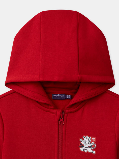 Red Cotton Fleece Hoodie