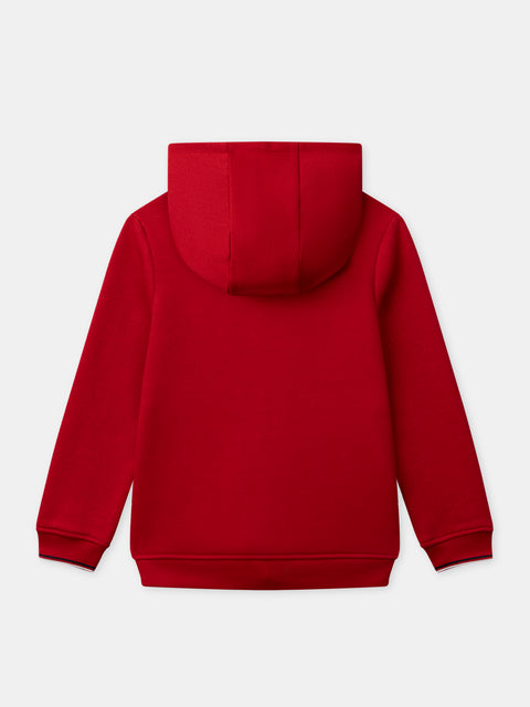Red Cotton Fleece Hoodie