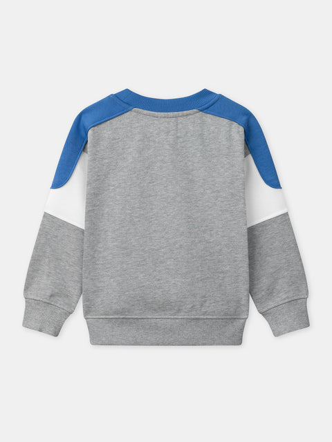Grey Bear Print Cotton Fleece Sweatshirt