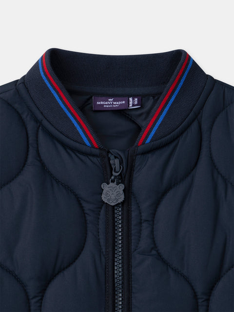 Navy Quilted Canvas Coat