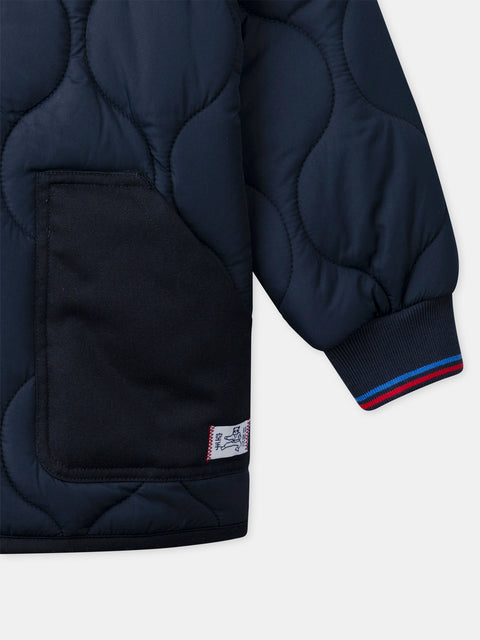 Navy Quilted Canvas Coat