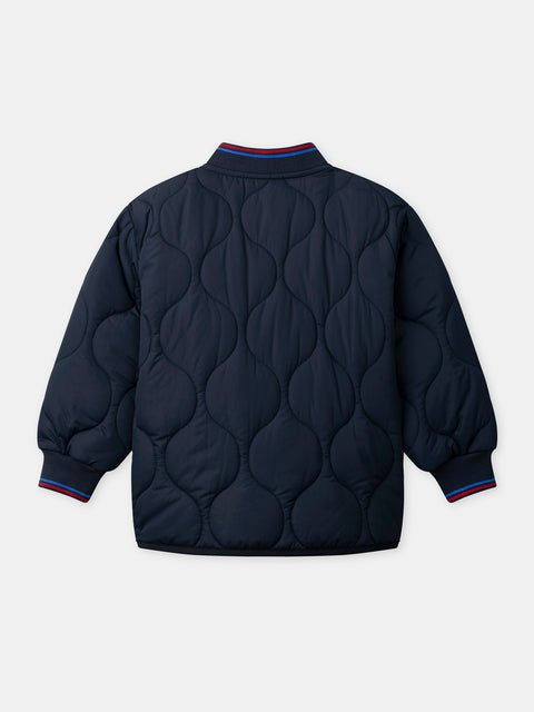 Navy Quilted Canvas Coat