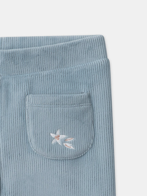 Blue Velour Leggings
