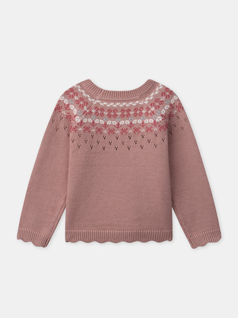 Pink Jacquard Cotton Rich Jumper