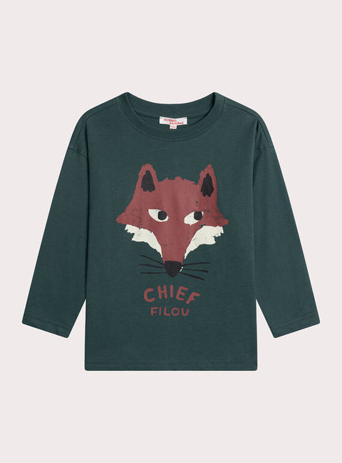Green Fox Animation Cotton T-shirt