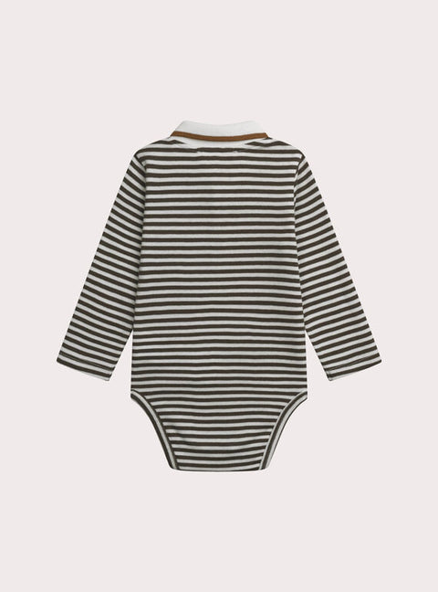 Newborn Striped Cotton Bodysuit With Dungarees