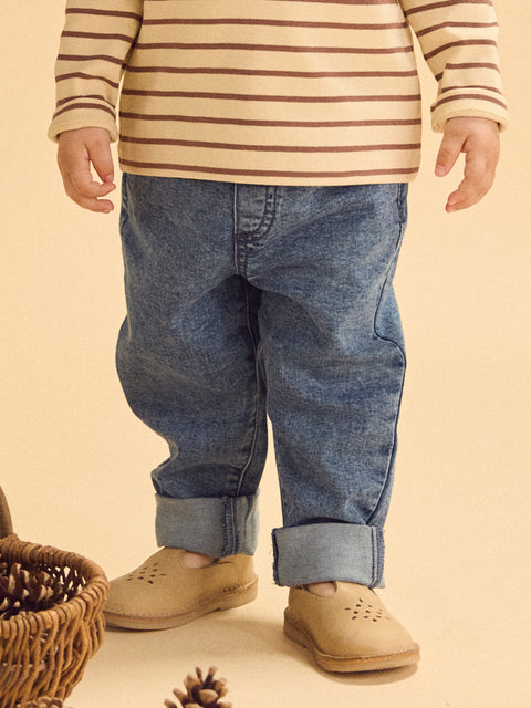 Blue Denim Jeans With Turnups