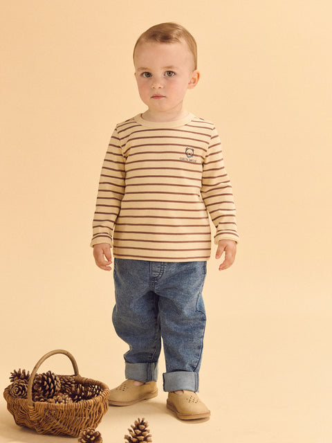 Brown Stripe Cotton T-shirt