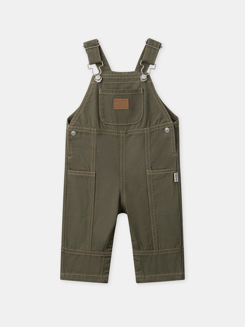 Green Cotton Canvas Dungarees