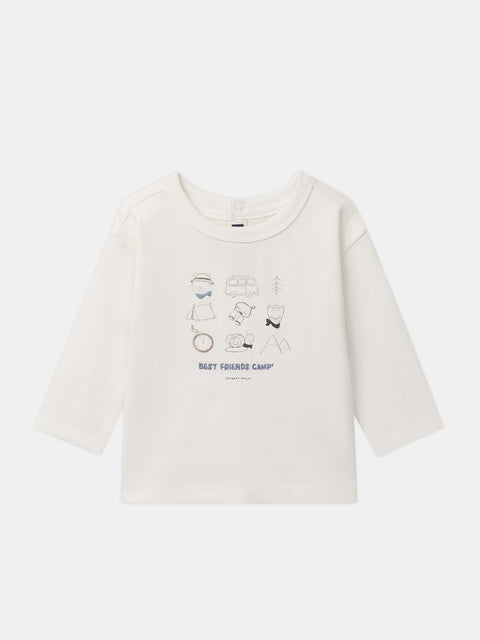 Cream Animal Print Cotton T-shirt