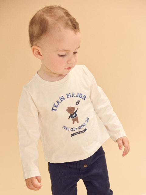 Bear Print Cotton Body T-shirt Combi