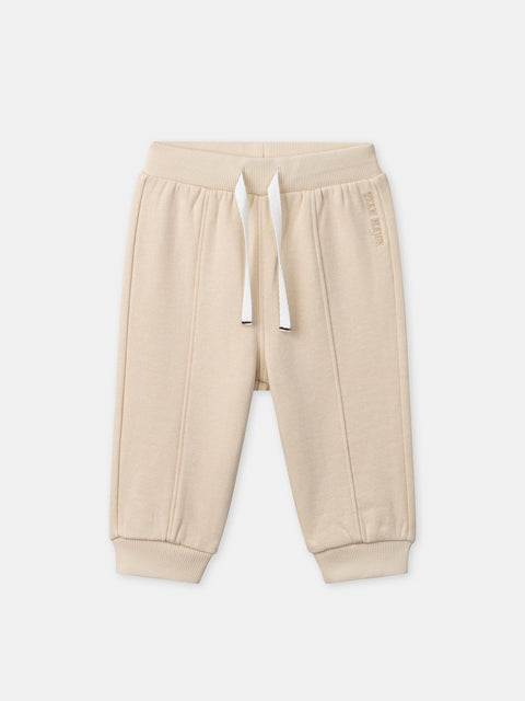 Cream Cotton Fleece Joggers