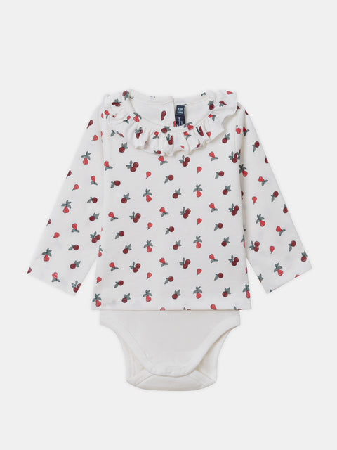 Floral Print Cotton T-shirt Bodysuit Combi