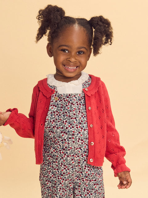 Red Open Knit Cardigan