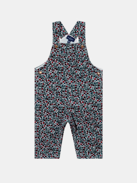 Floral Print Corduroy Dungarees