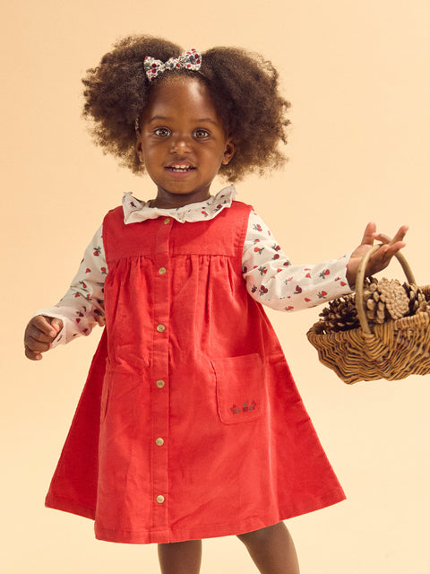 Red Corduroy Smock Dress