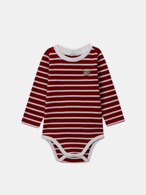 Bordeaux & Cream Stripe Cotton Bodysuit
