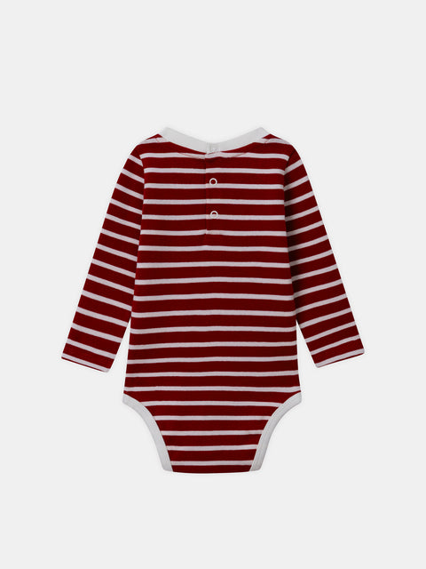 Bordeaux & Cream Stripe Cotton Bodysuit
