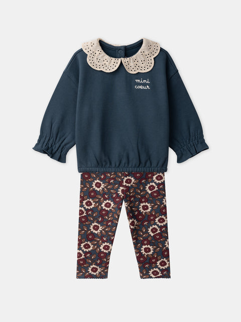 Turquoise Sweatshirt With Floral Leggings