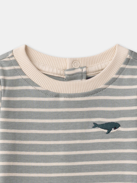Green Stripe Cotton Bodysuit