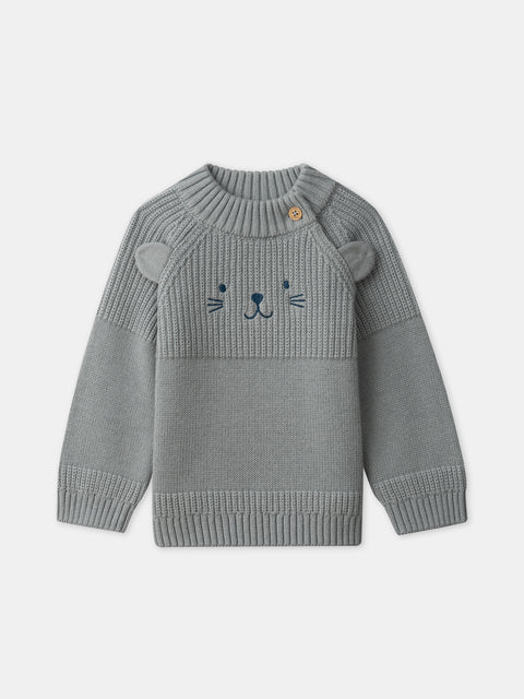 Blue Green Cotton Mix Jumper