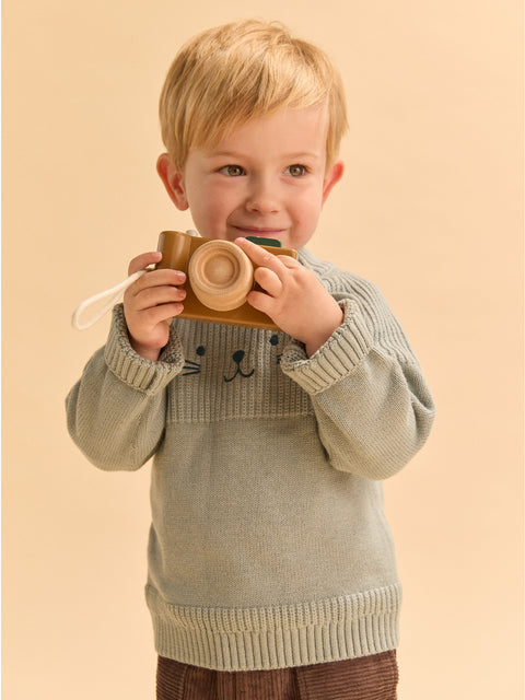 Blue Green Cotton Mix Jumper