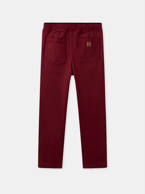 Bordeaux Cotton Twill Elasticated Waist Trousers
