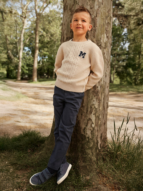 Navy Cotton Twill Trousers