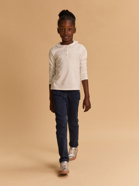 Navy Blue Bonded Denim Jeans