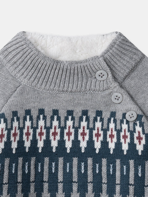 Grey Jacquard Cotton Rich Jumper