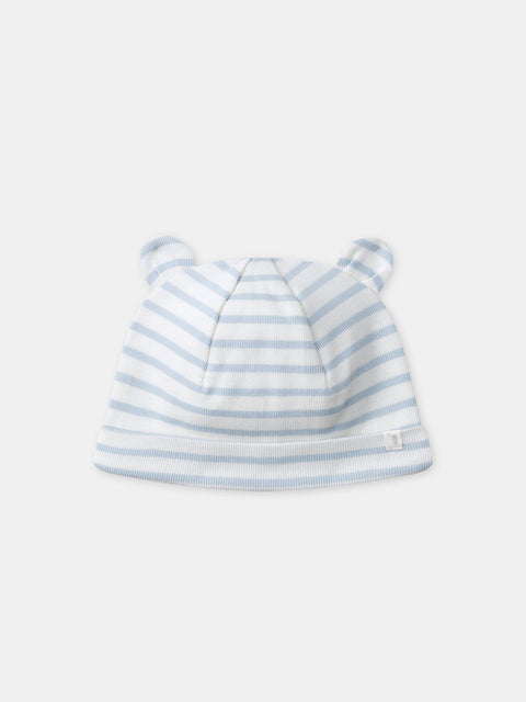 Lined Blue Stripe Cotton Hat