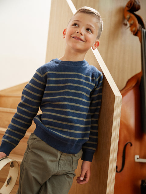Reversible Navy Cotton Wool Mix Jumper