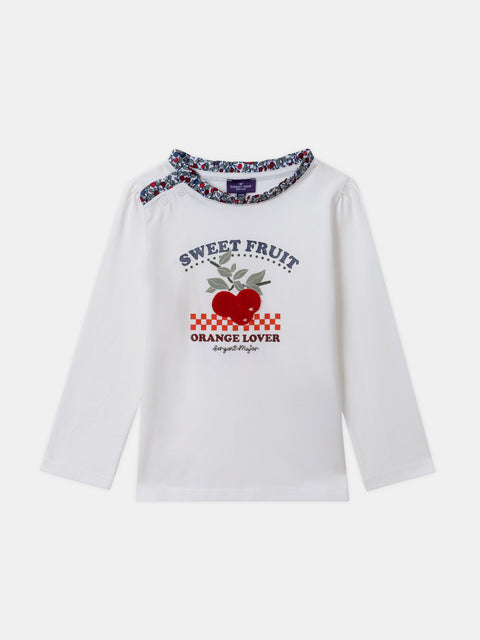 Ruffle Collar Cotton T-shirt