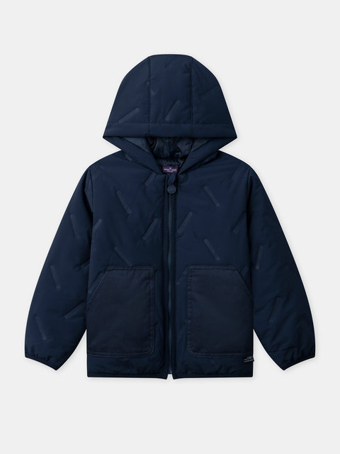 Navy Hooded Canvas Coat