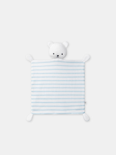 Blue Stripe Soft Boa Teddy Comforter