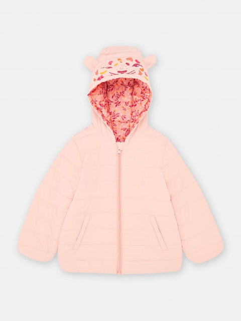 Pink Floral Print Reversible Hooded Coat