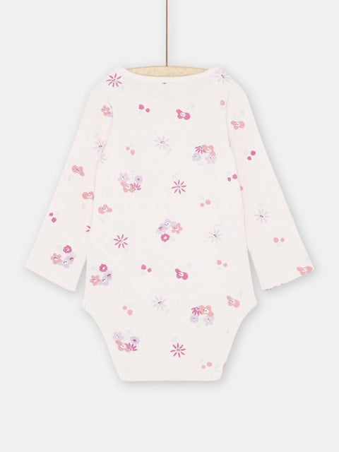 Pink Floral Print Cotton Bodysuit